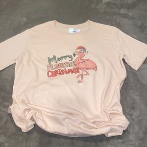 New Funny Christmas Flamingo Shirt Merry Flockin’ Christmas T-Shirt Small